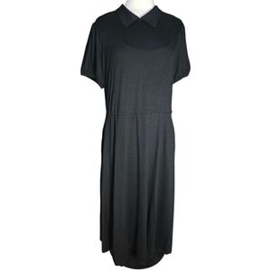 Hot Topic Black Midi Dress Puff Short Sleeve Collared